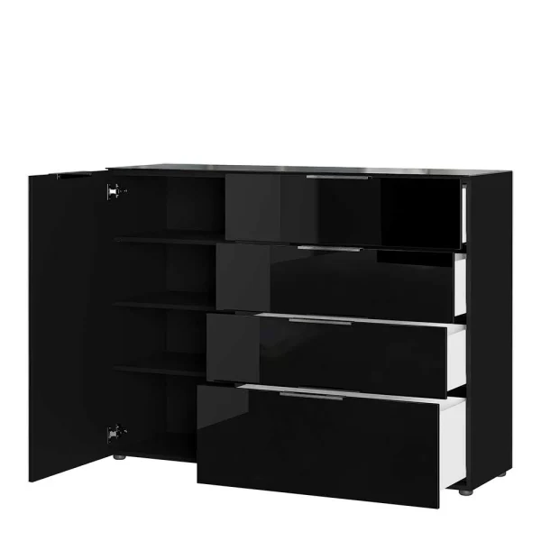 101cm Hohe Design Kommode In Schwarz Mit Glas – Lavencia 4