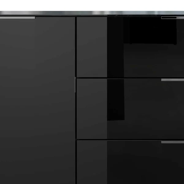 101cm Hohe Design Kommode In Schwarz Mit Glas – Lavencia 5