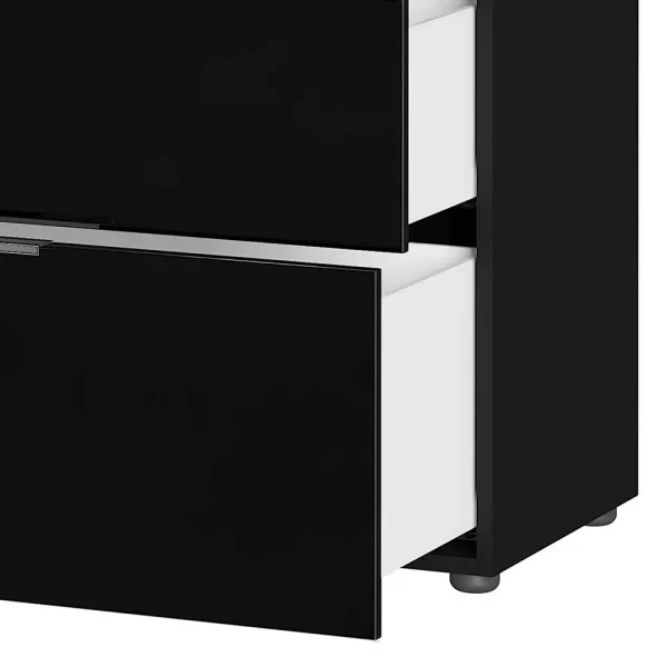101cm Hohe Design Kommode In Schwarz Mit Glas – Lavencia 6