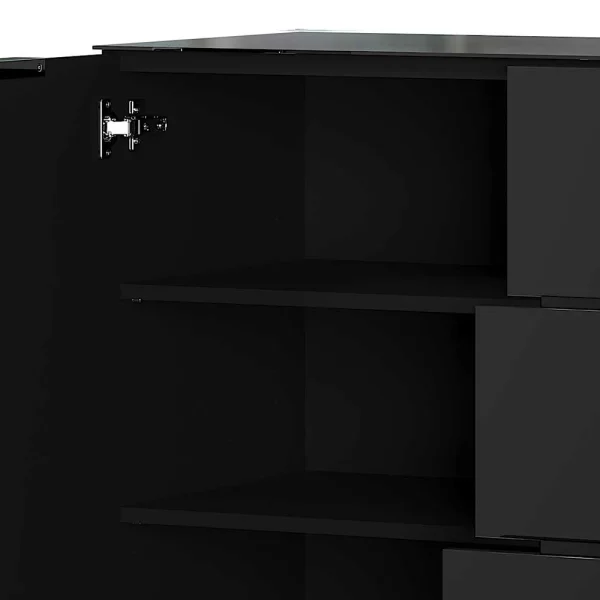 101cm Hohe Design Kommode In Schwarz Mit Glas – Lavencia 7