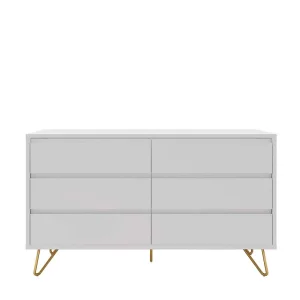 120x70x40 Weiße Kommode Mit Metallfüßen In Gold – Pestrov 10