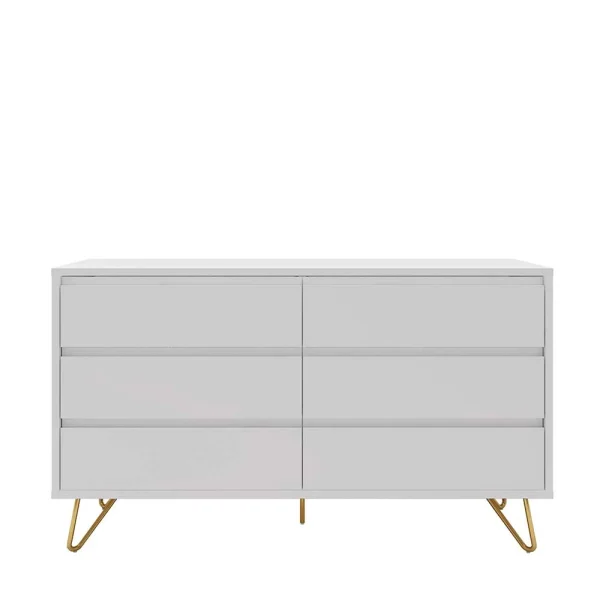 120x70x40 Weiße Kommode Mit Metallfüßen In Gold – Pestrov 3