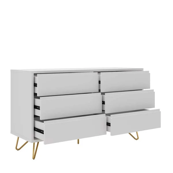 120x70x40 Weiße Kommode Mit Metallfüßen In Gold – Pestrov 5