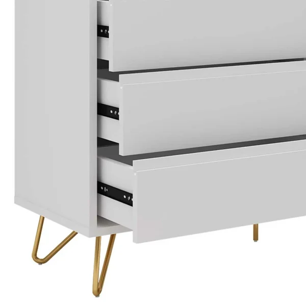 120x70x40 Weiße Kommode Mit Metallfüßen In Gold – Pestrov 7