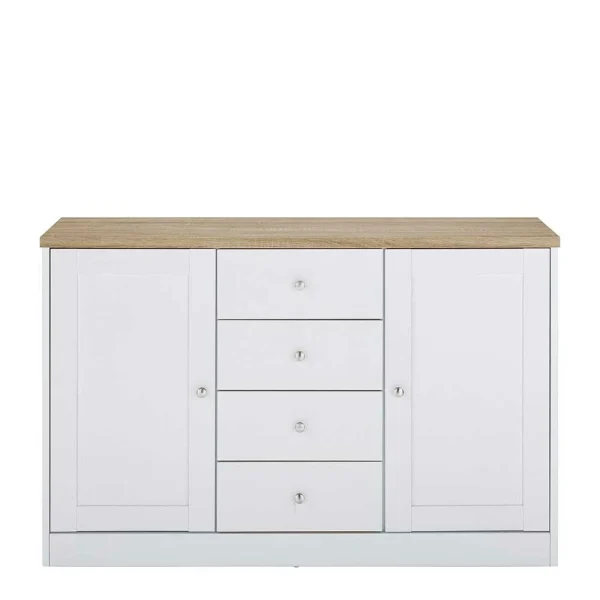 120x80x35 Kommode In Weiß Mit Sonoma Eiche – Nudion I 4
