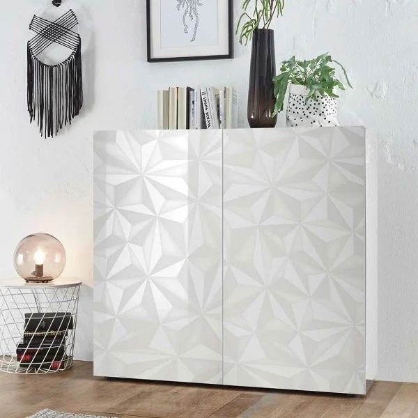 121x111x42 Schrank In Weiß Hochglänzend – Vovasoma 3