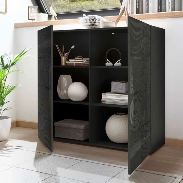 121x111x42 Türen-Kommode In Grau Glanz – Ipatal 4