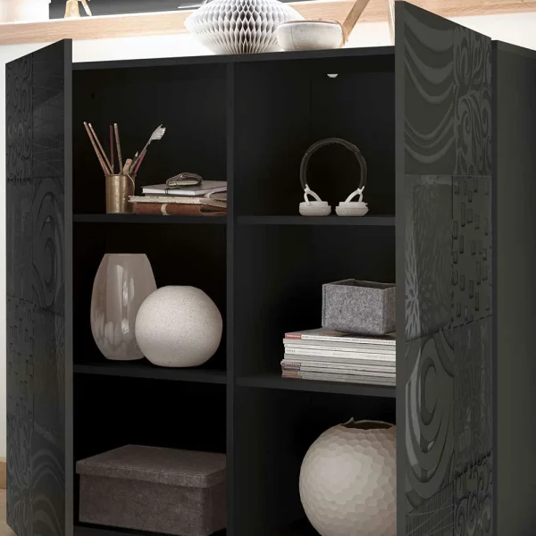 121x111x42 Türen-Kommode In Grau Glanz – Ipatal 5
