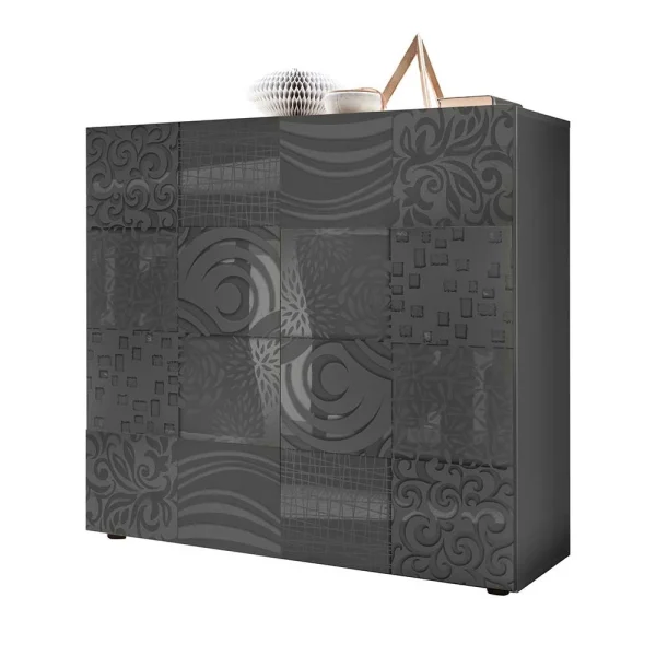 121x111x42 Türen-Kommode In Grau Glanz – Ipatal 1