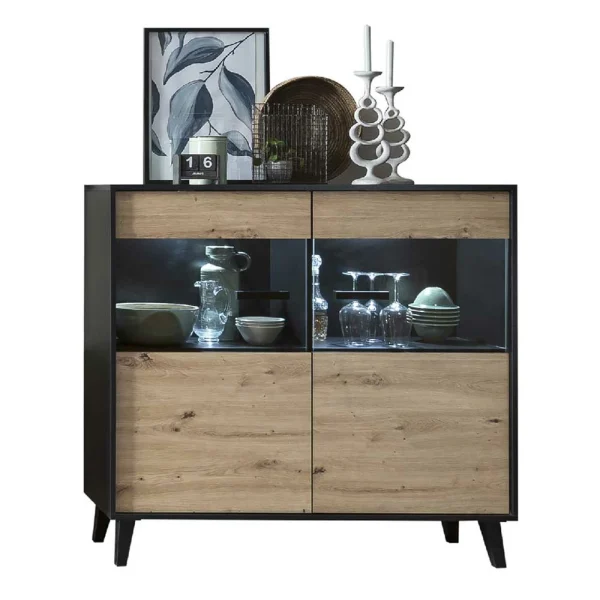 126x118x40 Wohnzimmerschrank Mit Glaseinsatz – Paniera 3