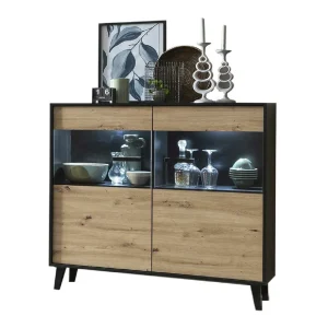 126x118x40 Wohnzimmerschrank Mit Glaseinsatz – Paniera 12