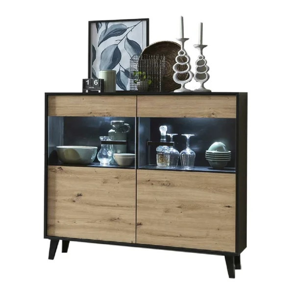 126x118x40 Wohnzimmerschrank Mit Glaseinsatz – Paniera 4