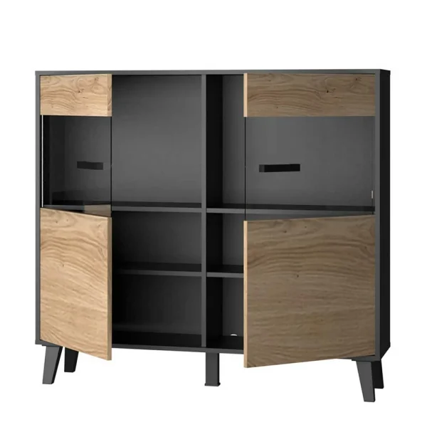 126x118x40 Wohnzimmerschrank Mit Glaseinsatz – Paniera 6