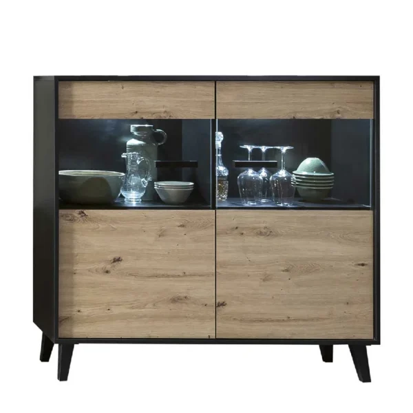 126x118x40 Wohnzimmerschrank Mit Glaseinsatz – Paniera 1