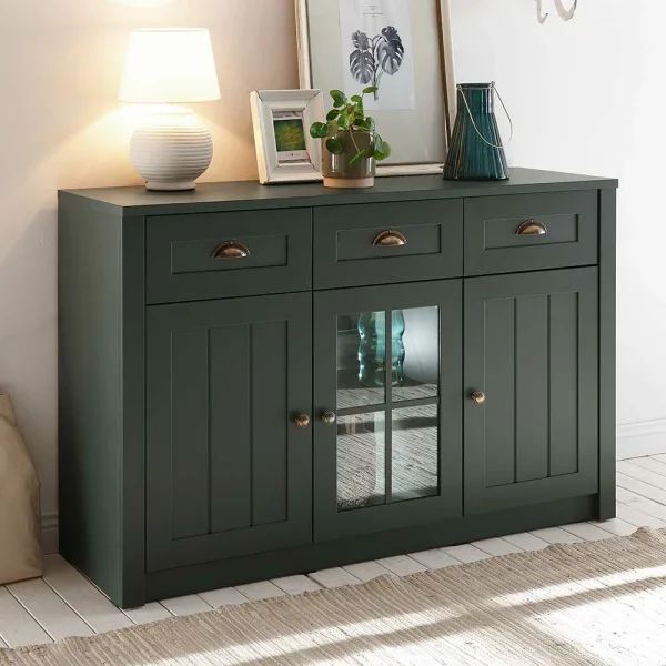 130cm Landhaus Sideboard In Dunkelgrün – Niestov 3