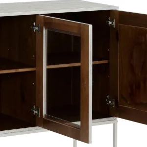 130x80x35 Sideboard Mit Glas & Kiefernholz Weiß – Ejeliva 16