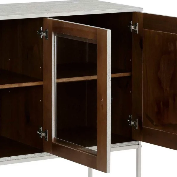 130x80x35 Sideboard Mit Glas & Kiefernholz Weiß – Ejeliva 6