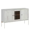 130x80x35 Sideboard Mit Glas & Kiefernholz Weiß – Ejeliva 19