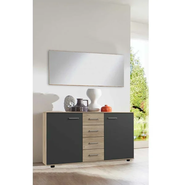 130x83x41 Kommode In Eiche & Dunkelgrau – Puvina 3