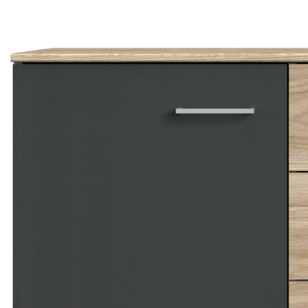 130x83x41 Kommode In Eiche & Dunkelgrau – Puvina 4