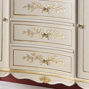 133x90x42 Barockstil Anrichte In Weiß & Gold – Iviada 10