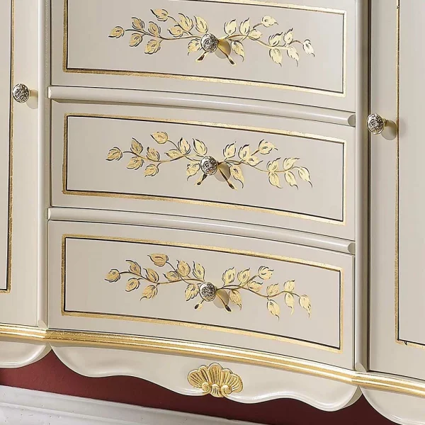 133x90x42 Barockstil Anrichte In Weiß & Gold – Iviada 4