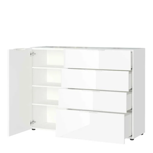 134x101x42 Cm Kommode In Weiß Mit Glas – Rufu 4
