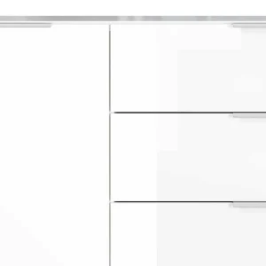 134x101x42 Cm Kommode In Weiß Mit Glas – Rufu 14