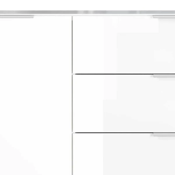 134x101x42 Cm Kommode In Weiß Mit Glas – Rufu 5