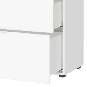 134x101x42 Cm Kommode In Weiß Mit Glas – Rufu 16