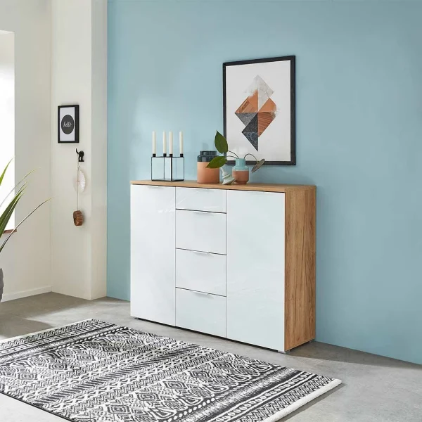 135x105x40 Kombikommode In Weiß & Eiche – Reestyl 3
