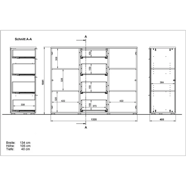 135x105x40 Kombikommode In Weiß & Eiche – Reestyl 6
