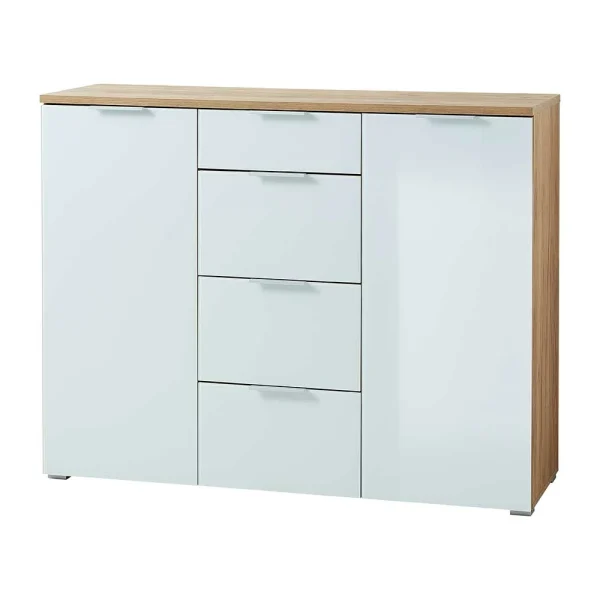 135x105x40 Kombikommode In Weiß & Eiche – Reestyl 1