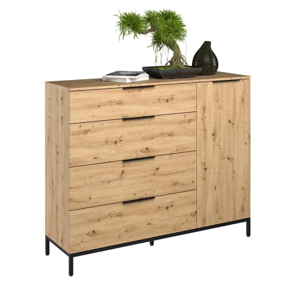 135x113x40 Hohe Kombi-Kommode In Asteiche Dekor – Vunsci 3
