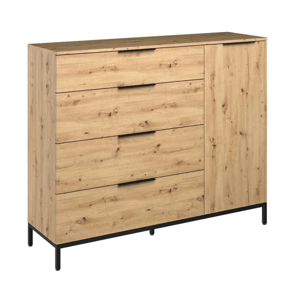 135x113x40 Hohe Kombi-Kommode In Asteiche Dekor – Vunsci 1