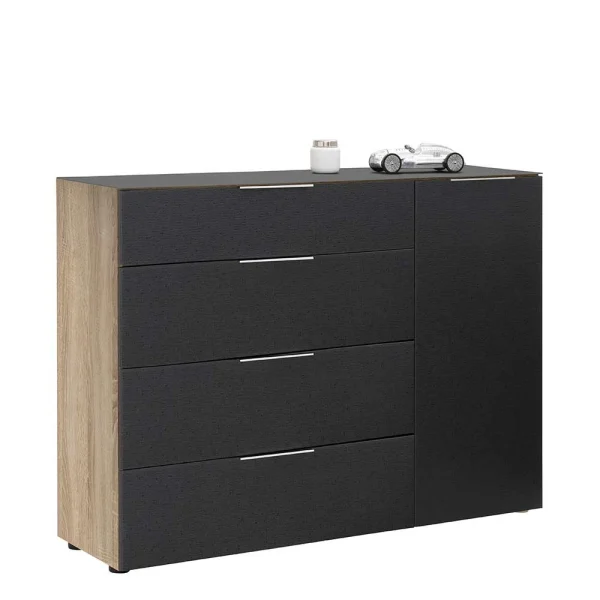 136x99x40 Große Kommode In Anthrazit Glas – Mangoa 3
