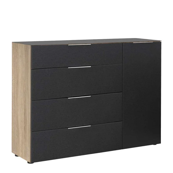 136x99x40 Große Kommode In Anthrazit Glas – Mangoa 1
