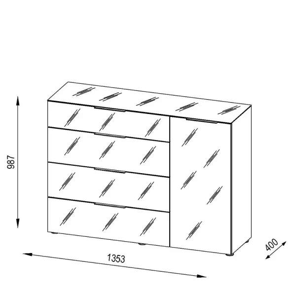 136x99x40 Kommode Mit Vier Schubladen & Tür – Ejedan 6