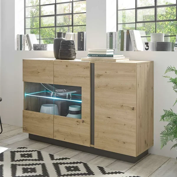 138cm Breite Kommode Mit Glaseinsatz – Lairian 3