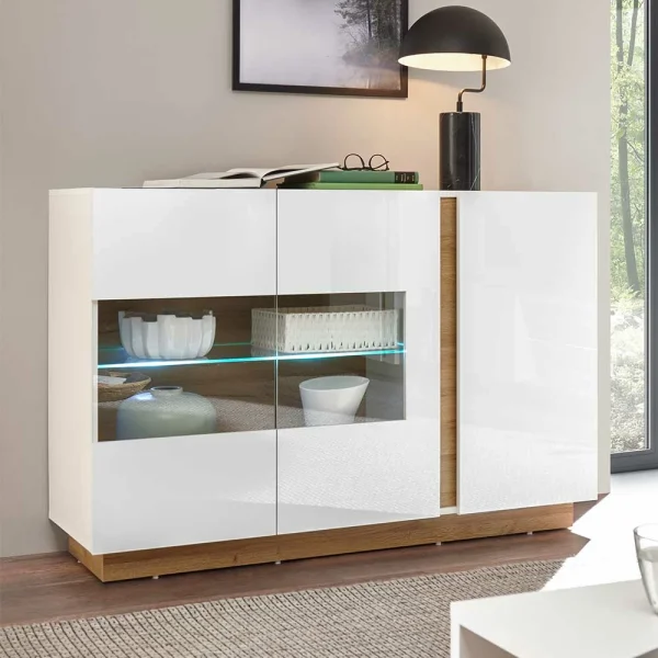 138x91x40 Kommode Mit Glas 3-türig – Myrda 3