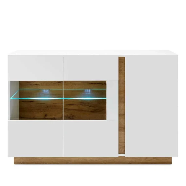 138x91x40 Kommode Mit Glas 3-türig – Myrda 4