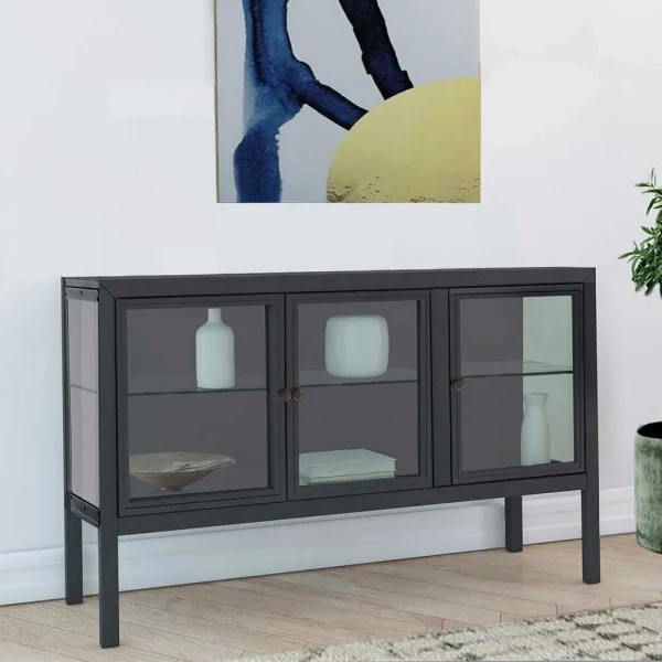 139x90x40 Türen-Kommode Vitrine Aus Glas & Metall – Ricona 3