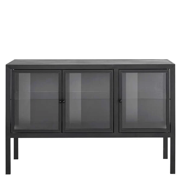 139x90x40 Türen-Kommode Vitrine Aus Glas & Metall – Ricona 1