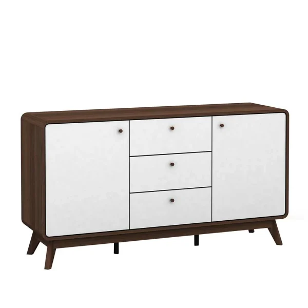 140x76x39 Design Sideboard In Weiß & Walnuss – Devkan 3