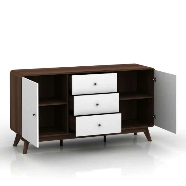 140x76x39 Design Sideboard In Weiß & Walnuss – Devkan 4