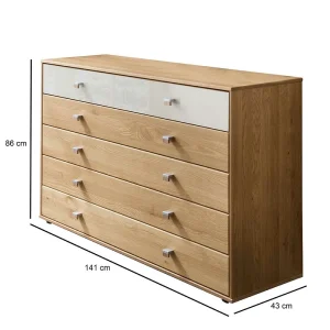 141cm 5 Schubladen Kommode In Eiche & Beige – Emdsiva 12