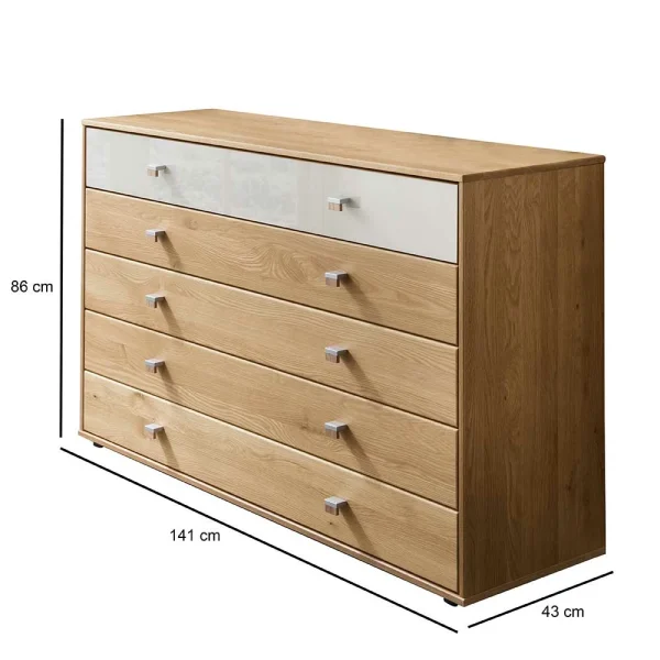 141cm 5 Schubladen Kommode In Eiche & Beige – Emdsiva 5