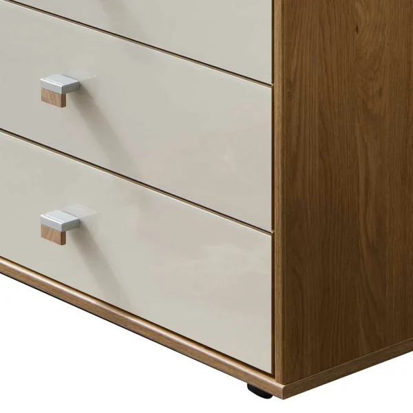 141cm Breite Kommode Mit Glas Front In Beige – Emdsiva I 4