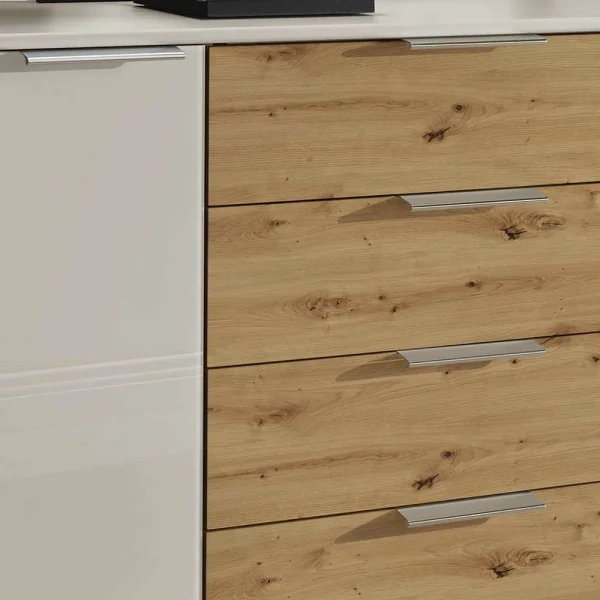 141x86x43 Kommode In Beige Glasfront – Levitanas 5