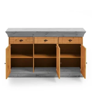 144x85x45 Landhaus Anrichte Mit Drei Schubladen – Eshelas I 12